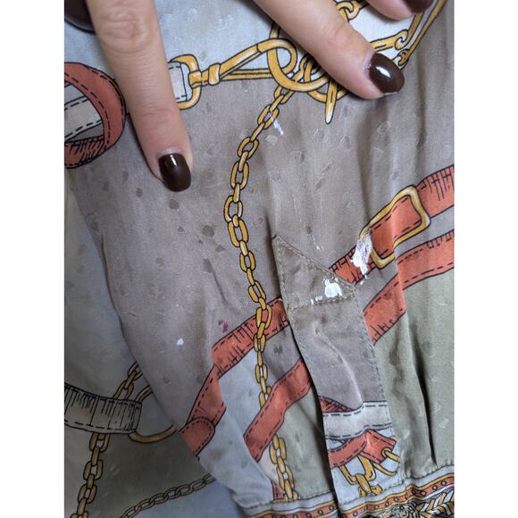 Talbots Petites Pure Silk Gold Button Up Blouse Women Size 4 Equestrian Chain - Picture 7 of 12